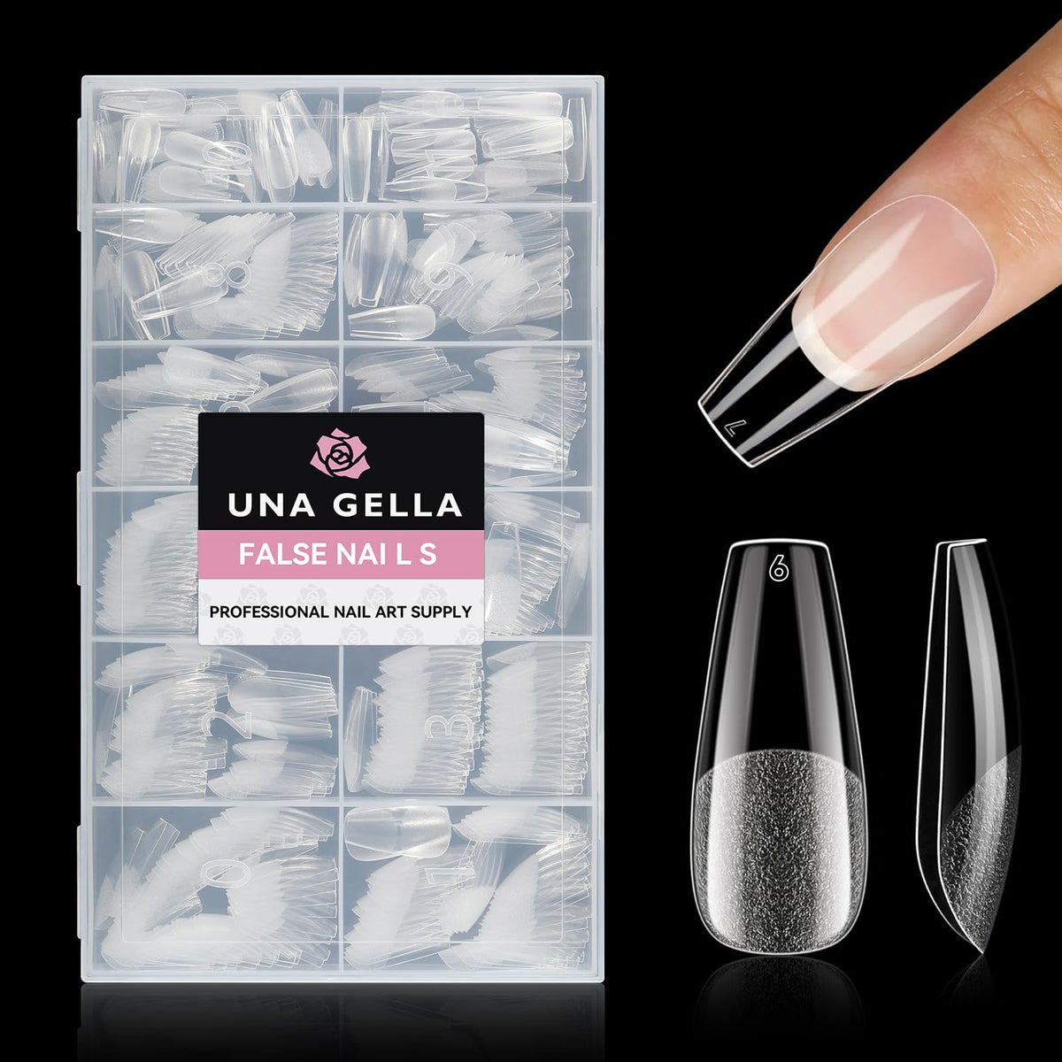 UNA GELLA Coffin Nails Tips, 216 PCS Soft Gel Nail Tips Coffin Half Matte Full Cover False Nails