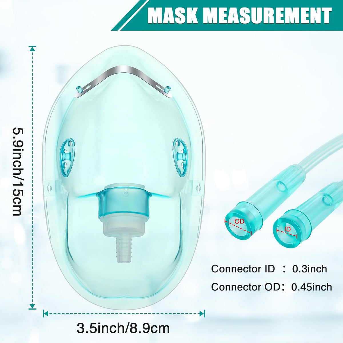 Geiserailie 2PCS XL Oxygen Mask with 6.6 Ft Tubing and Adjustable Elastic Strap, Adult Oxygen Mask