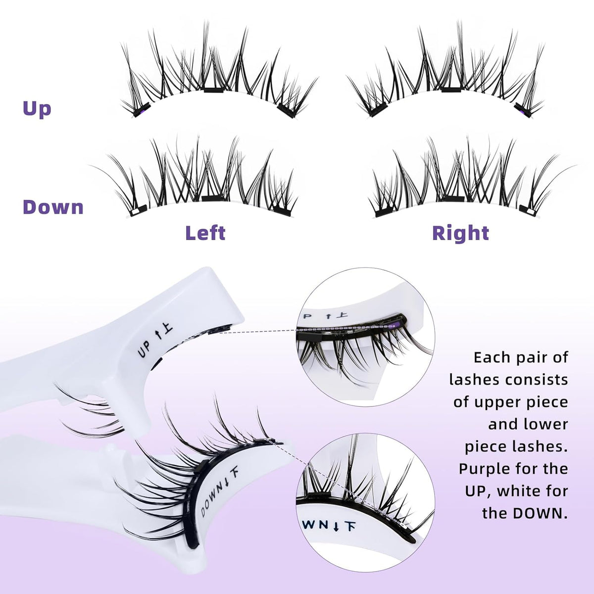B&Qaugen Magnetic Eyelashes with Applicator Reusable Glue-Free Natural Look Eyelashes Kit Easy to