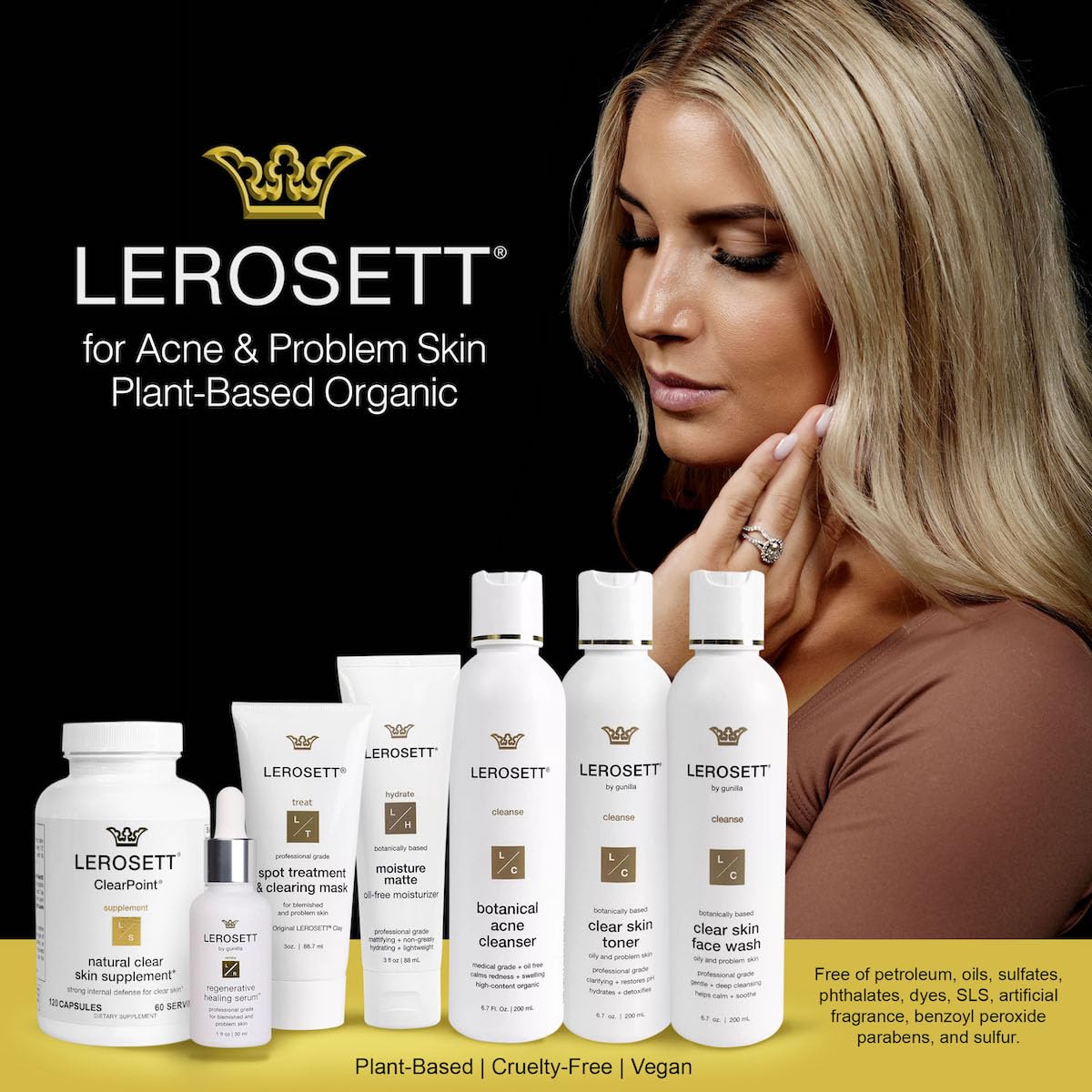 LEROSETT Serum for Acne Scarring Healing, Pimples, Redness, Breakouts, Blemishes, Hydrate & Soothes