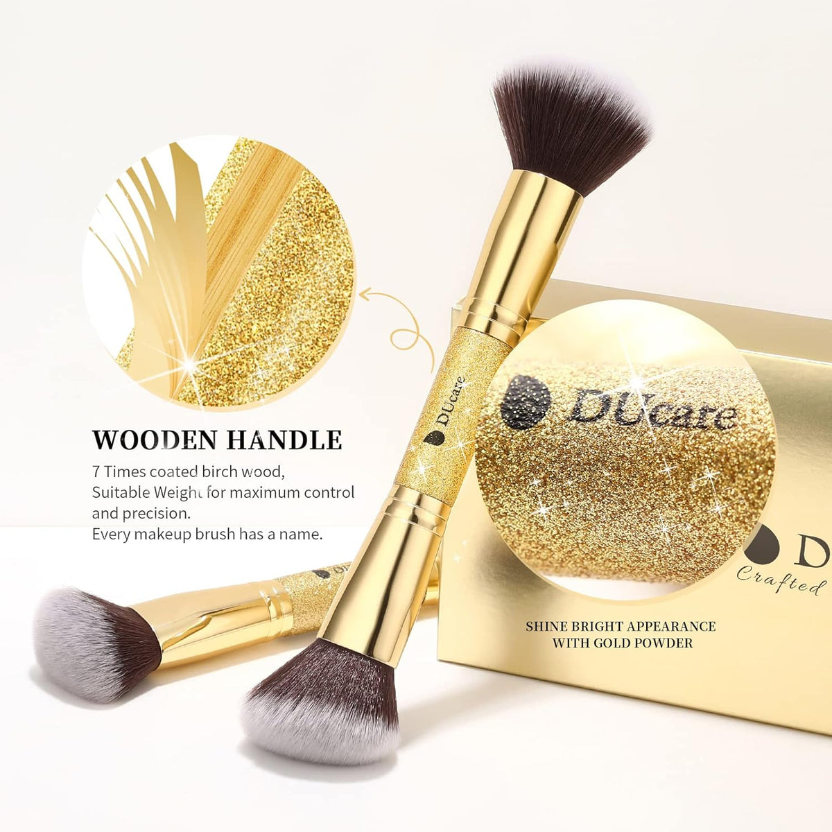 DUcare Makeup Brushes Duo End Foundation Powder Buffer and Contour Brush Synthetic Cosmetic Tools