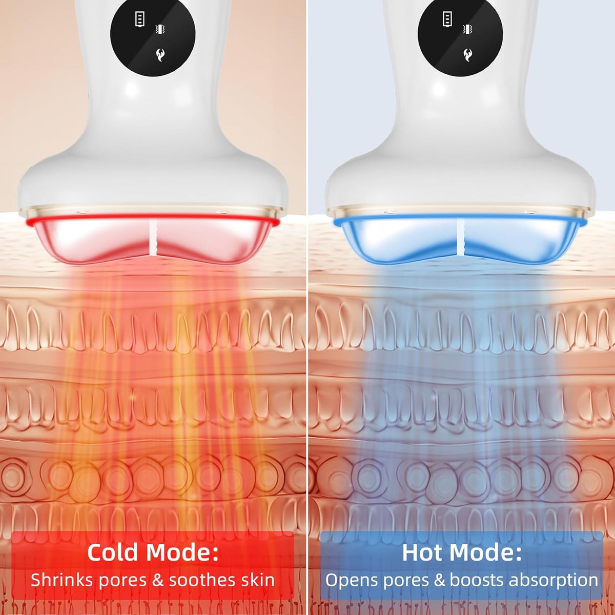 Cold Heat Facial Massager with Red Light Therapy, 7-in-1 LED Gua Sha Sculptor, Microcurrent