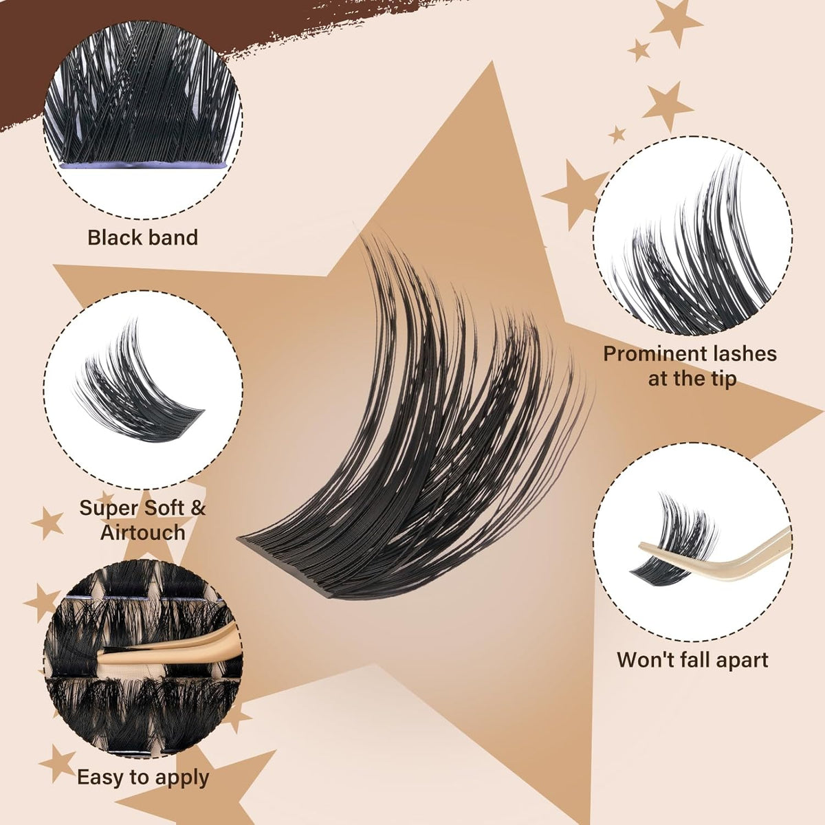 JMS&JMS DIY Lash Extension Kit Lash Clusters Kit 200D D Curl Individual Lashes Eyelash Extension
