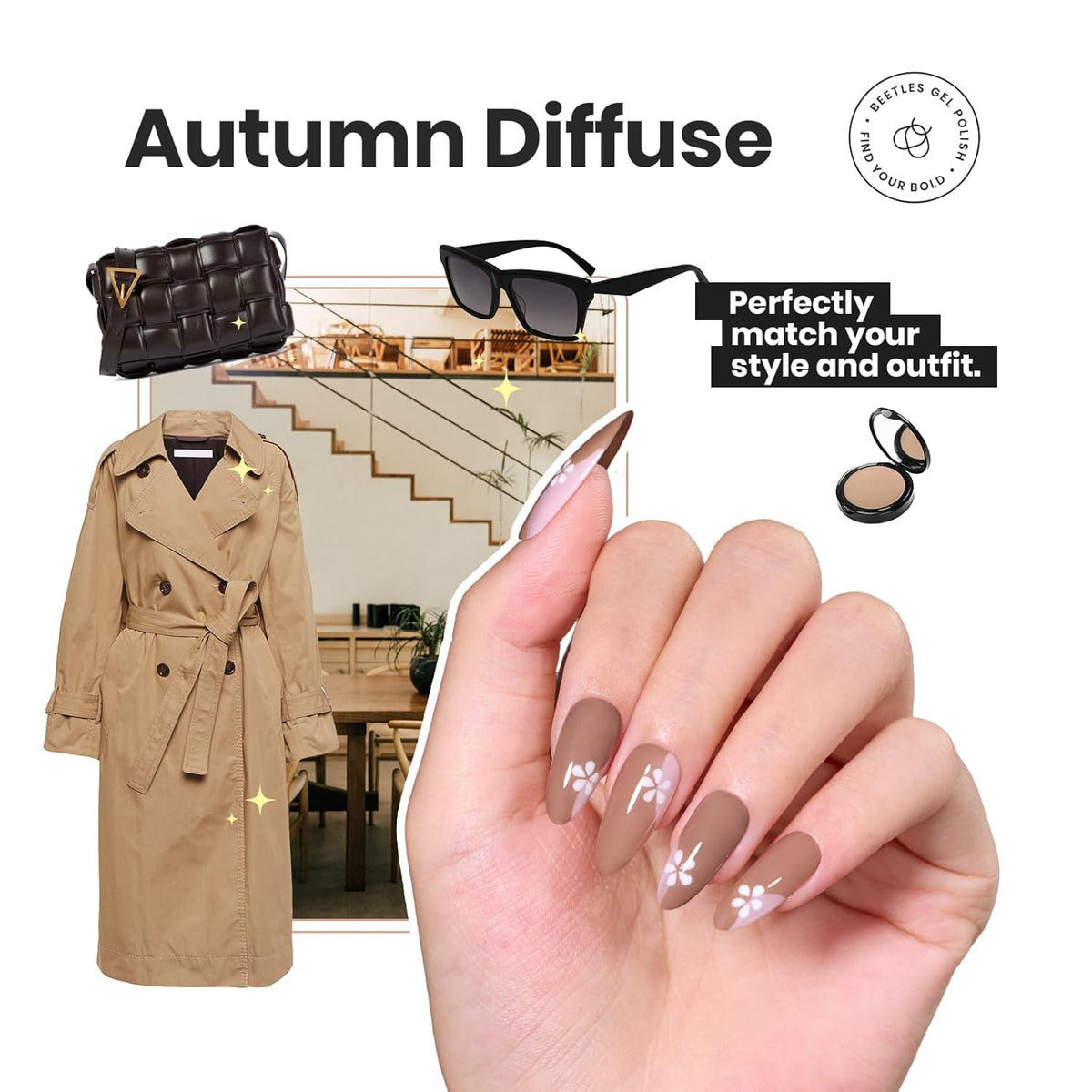 Beetles Fall Nail Polish Set Coconut Mousse 6 Colors, Nude Nail Polish Quick Dry Long Lasting
