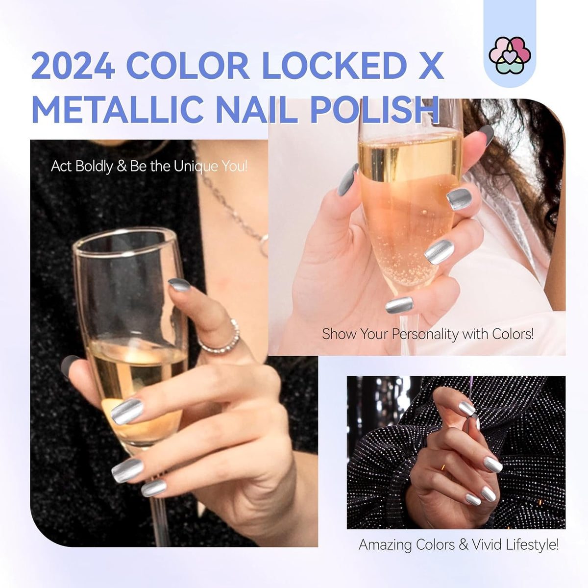 SAVILAND Silver Metallic Nail Polish: Chrome Nail Polish Air Quick Dry,10 ml Regular Fingernail