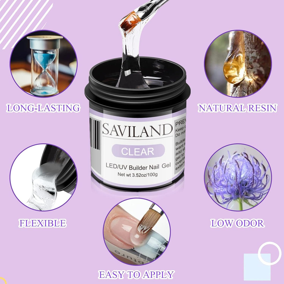 SAVILAND LED & U V Builder Nail Gel - 100 G Large Capacity Clear Hard Gel for Nails, Nail Extension
