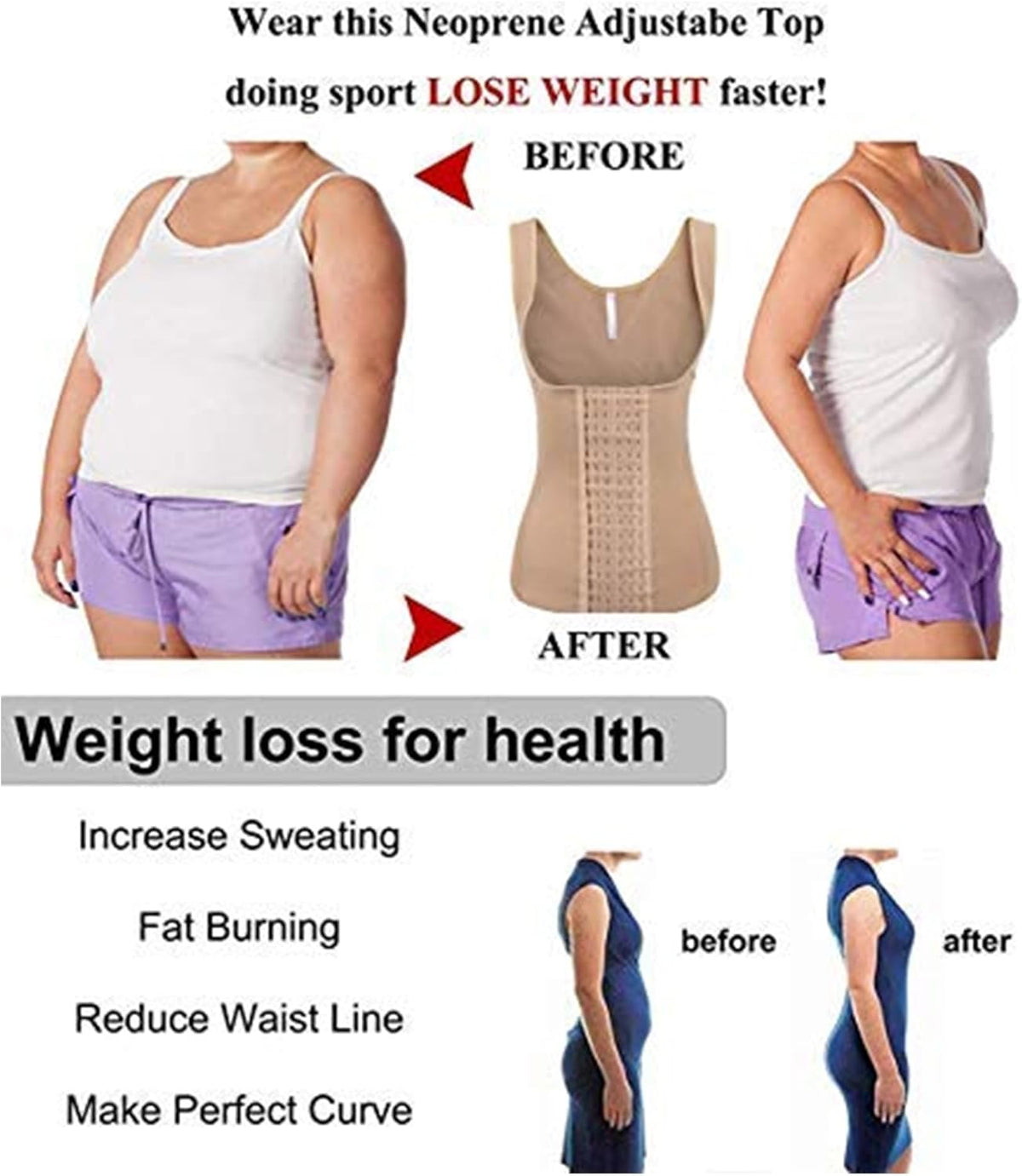 Evanhome Women's Waist Trainer Cincher Underbust Corset Vest Steel Boned Hourglass Body Shaper With
