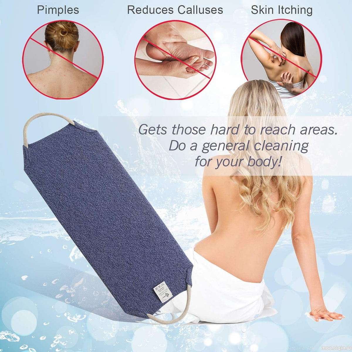 Evridwear Exfoliating Back Scrubber with Handles Two Sides for Body Shower Deep Cleans Skin
