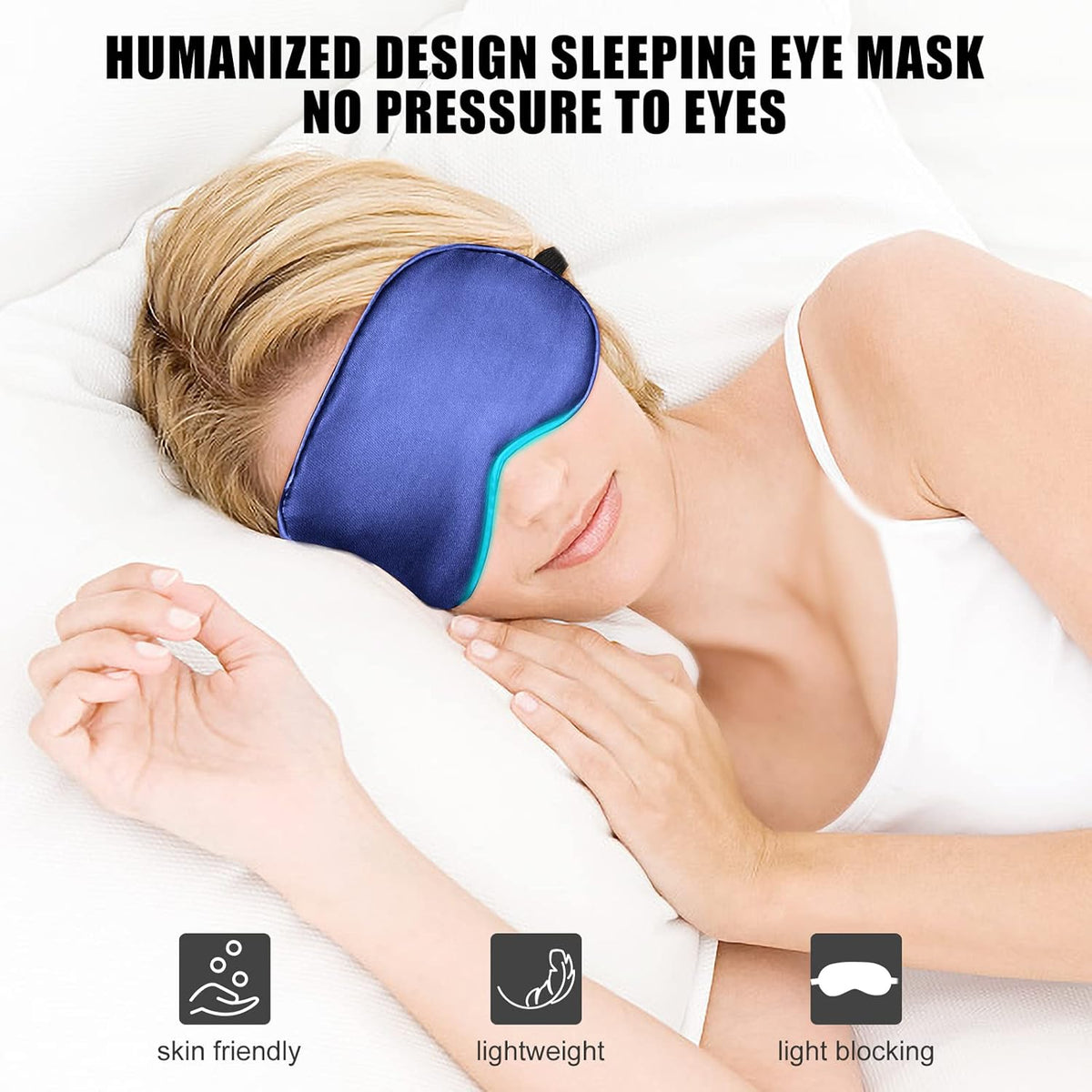 Cooling Sleep Mask w/Gel Eye Mask, Silk Eye Mask for Sleeping, Heated Eye Masks, Blindfold Eye