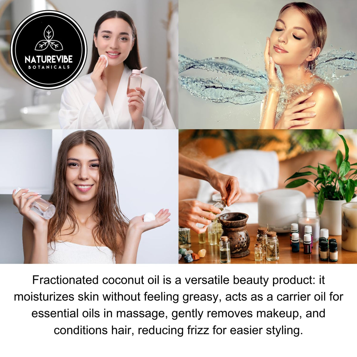 Naturevibe Botanicals Fractionated Coconut Oil 32 Ounces | 100% Pure and Natural | Great for Skin