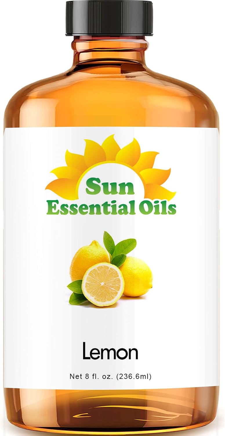 Sun Essential Oils - Lemon Essential Oil 8 oz for Cleaning, Diffuser, Humidifier & Aromatherapy