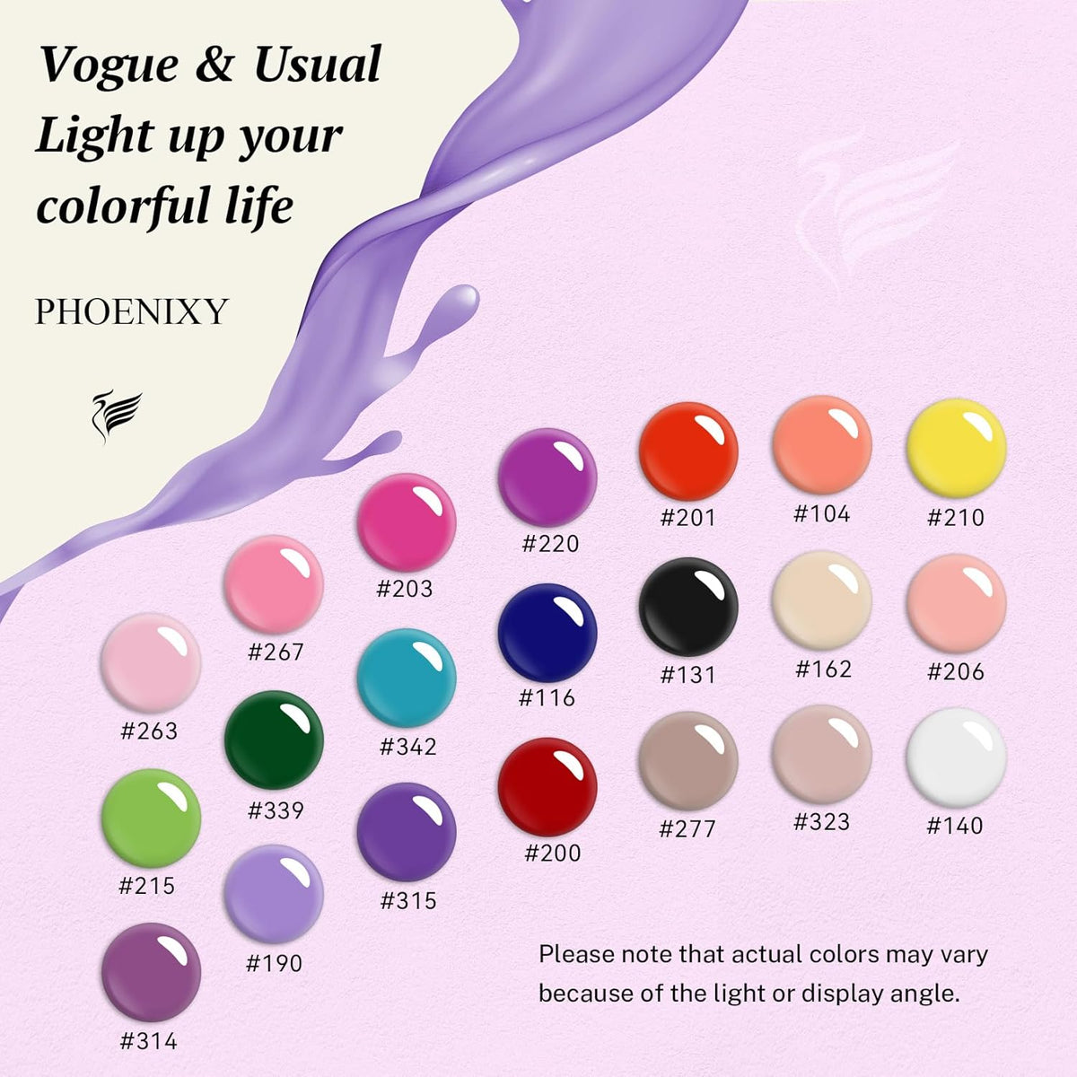 phoenixy 24 PCS Gel Nail Polish, Purple Colors Gel Nail Polish Set Nail Polish Set with Base Glossy