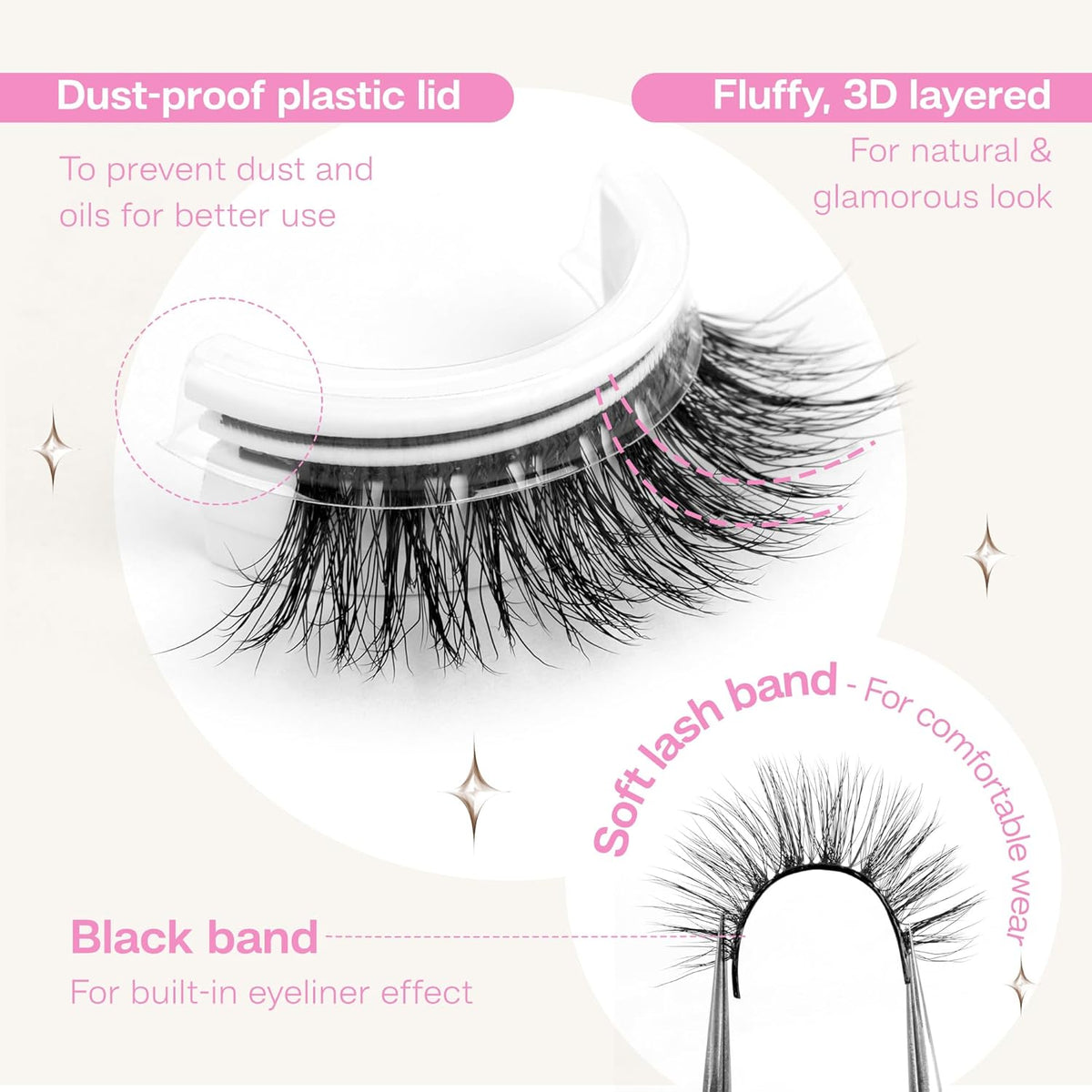 CALAILIS Self Adhesive Eyelashes 5 Pairs Natural Look Press On Lashes No Glue Need Eyelashes