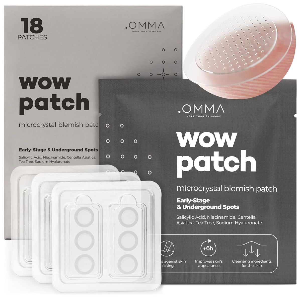 OMMA Korean Microdart Acne Patch, Cystic Acne Treatment, Micropoint Pimple Patches for Face for