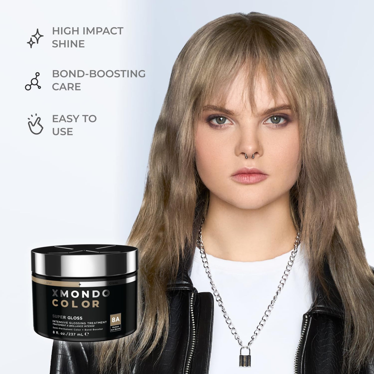 XMONDO Color Ash Blonde Color Depositing Mask & Semi-Permanent Hair Dye Super Gloss Infused with