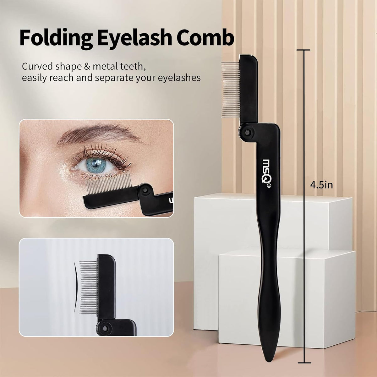 MSQ Eyebrow Brush and Comb Folding Eyelash Brush Eyelash Separator Eye Brow Comb & Spoolie Brush