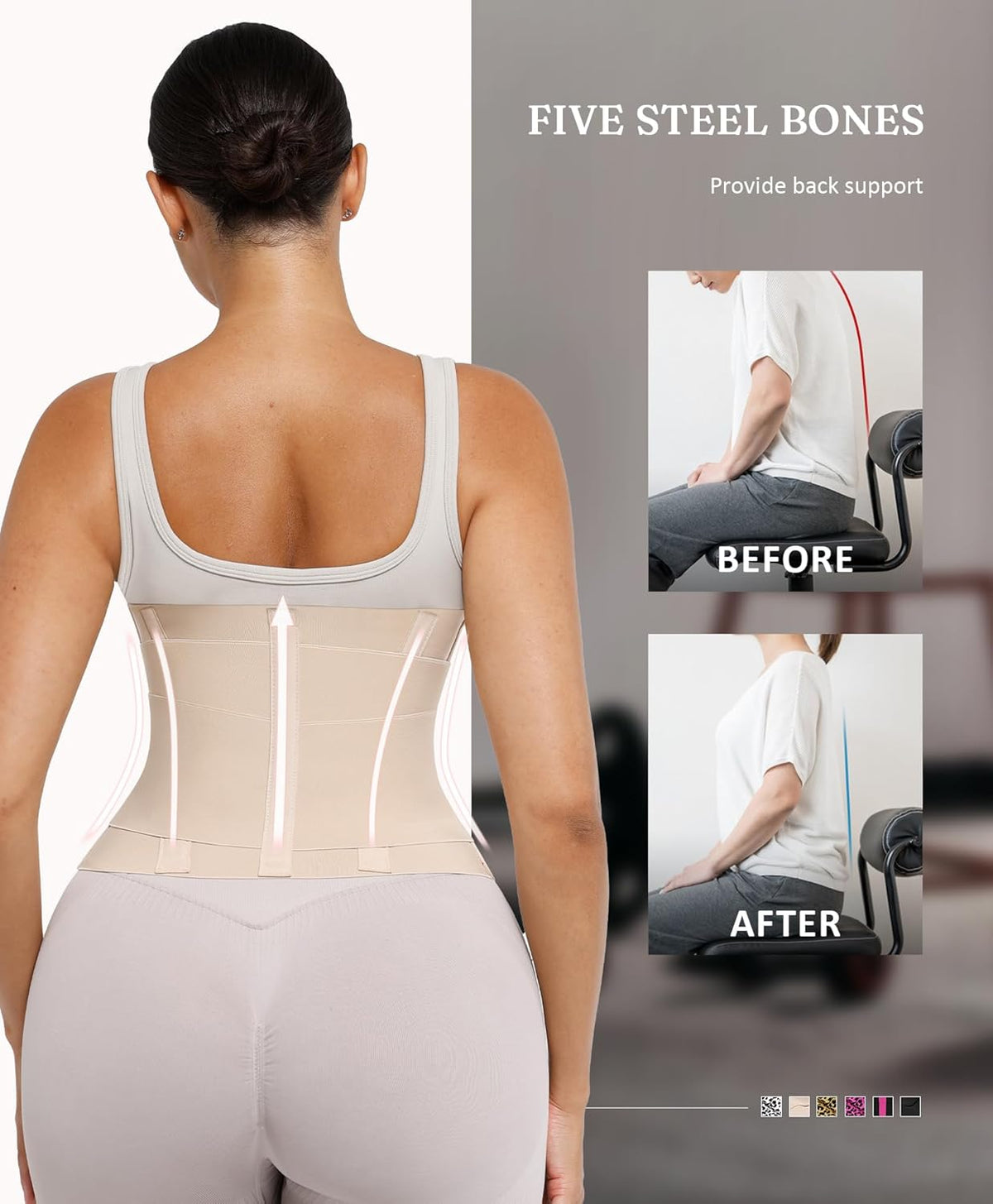 FeelinGirl Waist Trainer Long Torso Waist Cincher Trimmer Ab Belt Tummy Control Body Shaper Triple