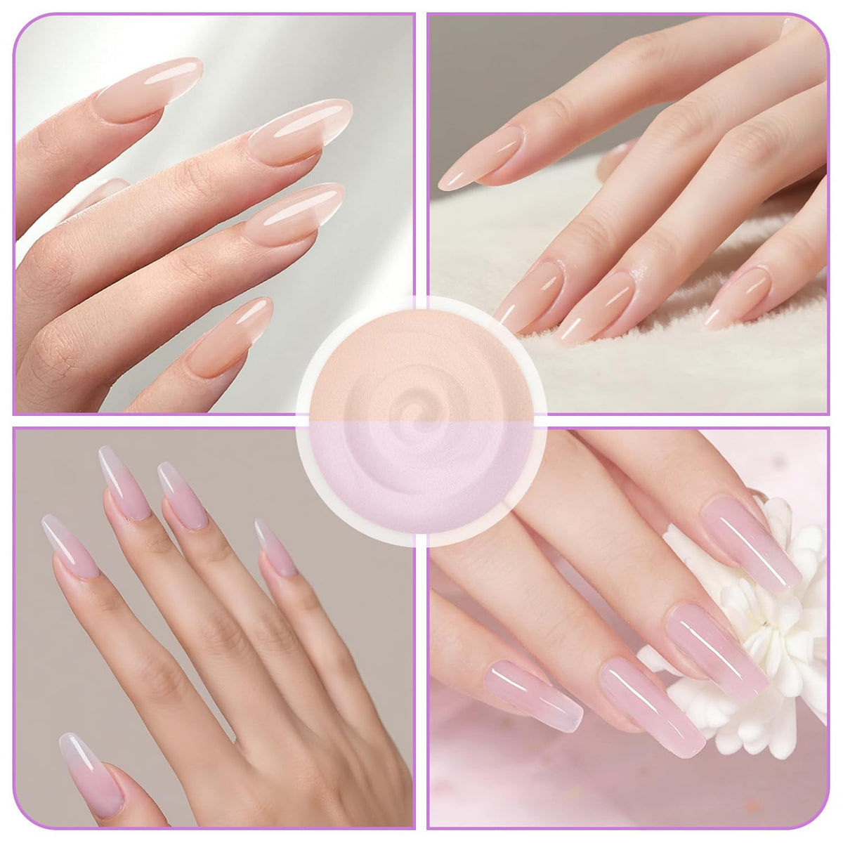 TOROKOM Acrylic Nail Powder Set, 2 Colors Nude Pink Acrylic Powder Colored for 3D Art Nail Carving