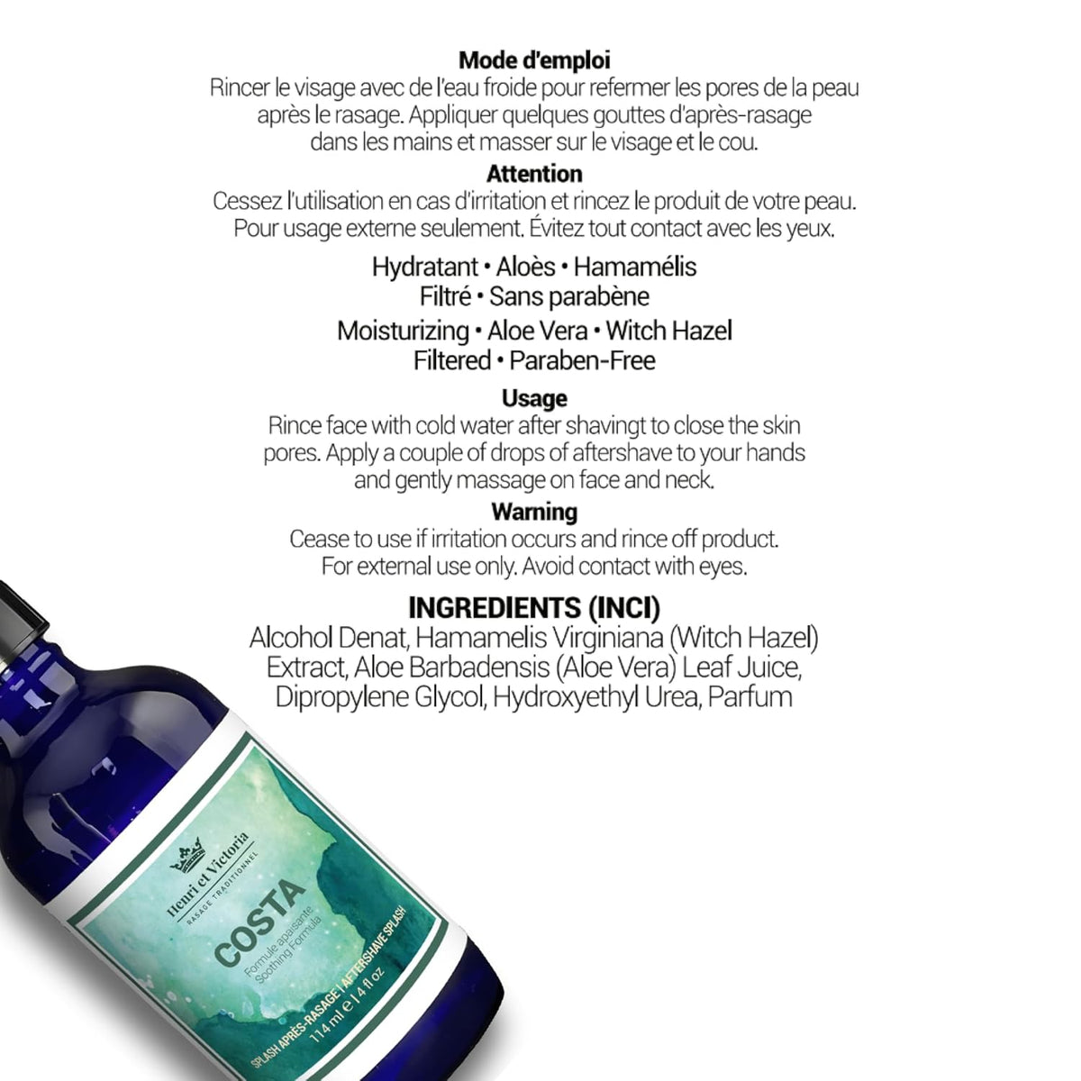 Aftershave Splash For Men l Costa Fragrance l Canadian Made by A Skilled Artisan l Moisturizes &