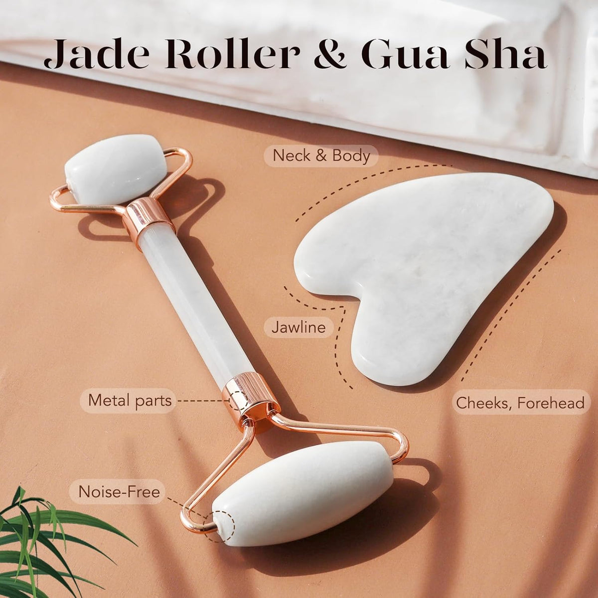 BAIMEI Jade Roller & Gua Sha Set Face Roller and Gua Sha Facial Tools for Skin Care Routine and
