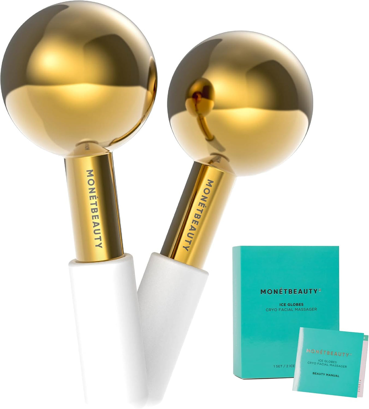Stainless Steel Ice Globes for Facials (Gold), Durable Cryo Globes Instantly Reduce Puffiness