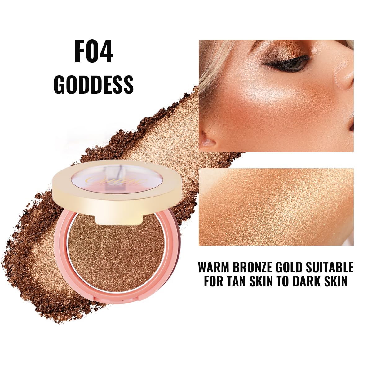 Oulac Blush Bronze Shimmer Powder 2 in 1|Creamy Texture Powdery Blush|Tanning Color Finish| High