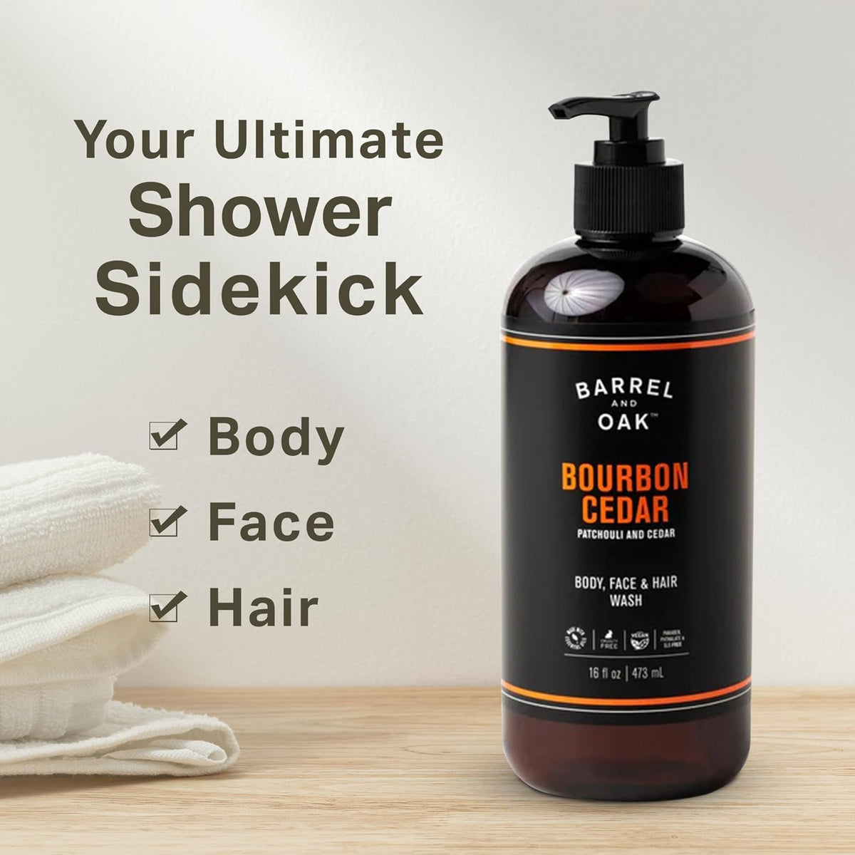 Barrel and Oak - All-In-One Body Wash, Men's Soap for Hair, Face, & Body, Essential Oil-Based