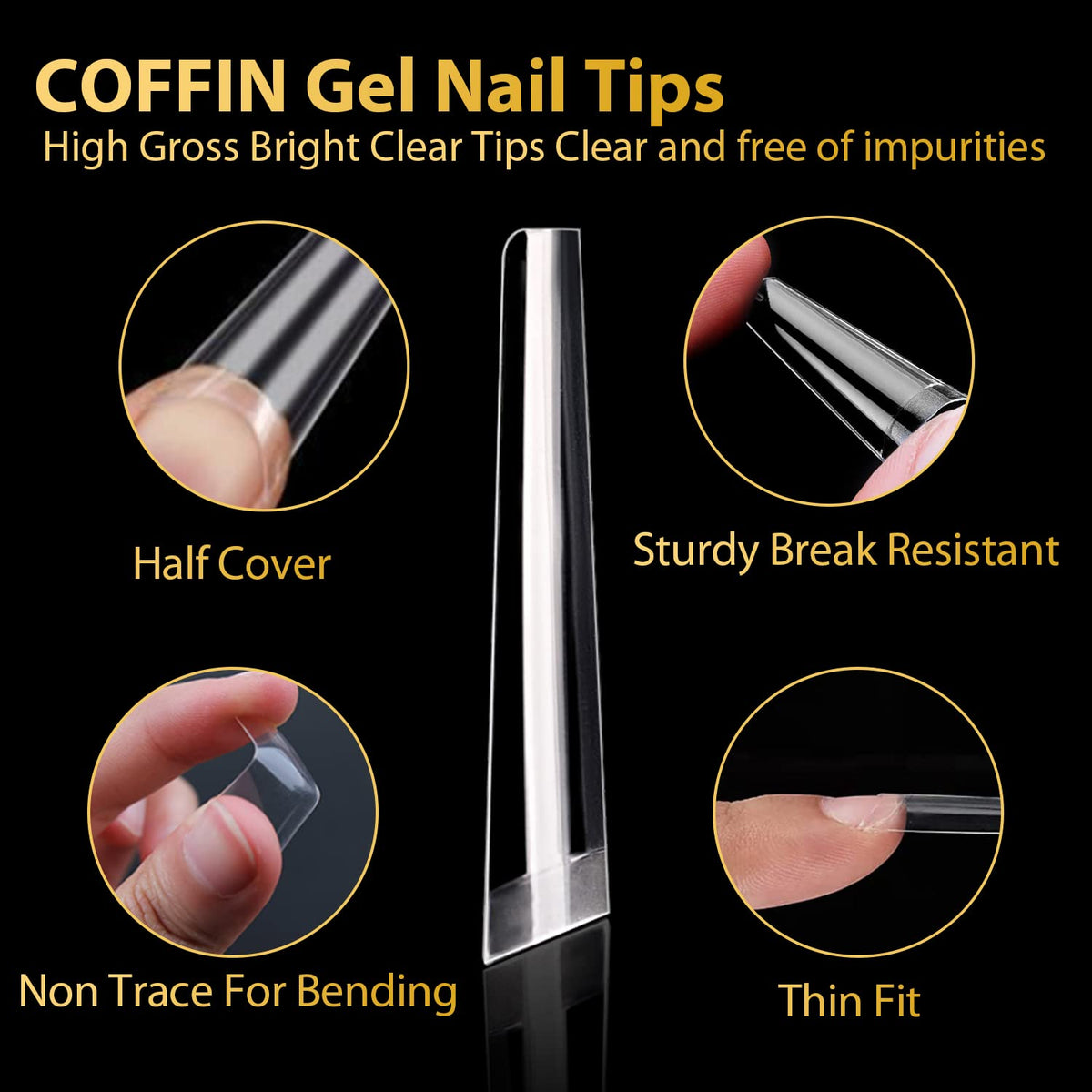 UNA GELLA Gel Nail Tips Coffin - Long Coffin Ballerina Nails Tips Half Cover Ballerina Acrylic Fake