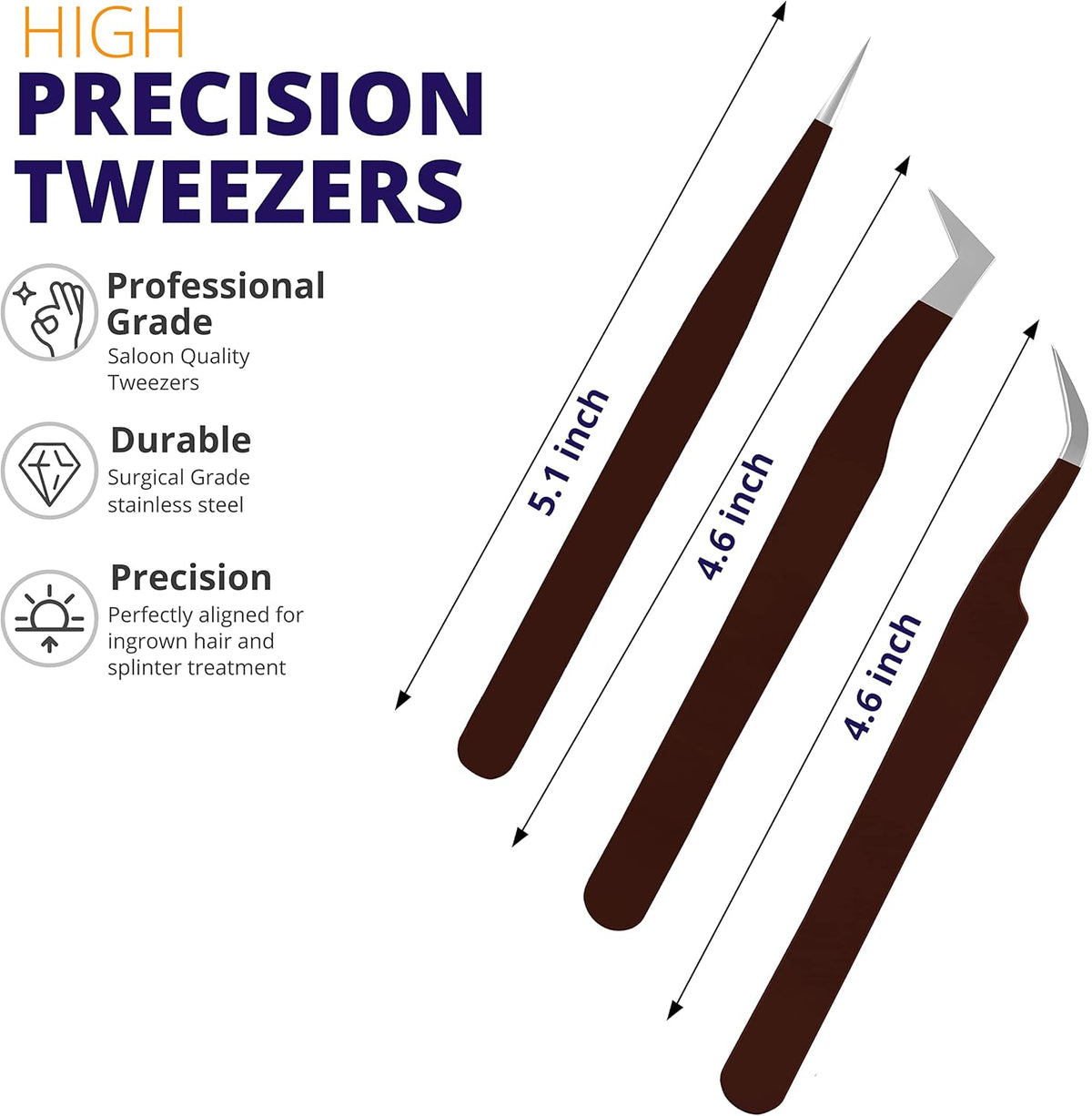 SIVOTE Lash Tweezers for Eyelash Extensions for Volume, Isolation & Classic Lashes, 3 Pack