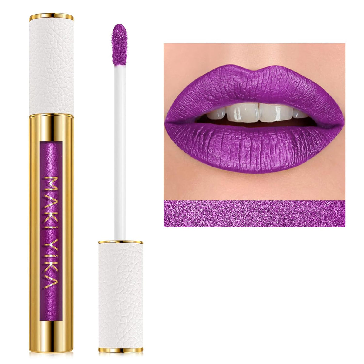 MAKI YIKA Purple Lipstick for Women Metallic Lipsticks Glitter Long Lasting Lipstick No Smudge No
