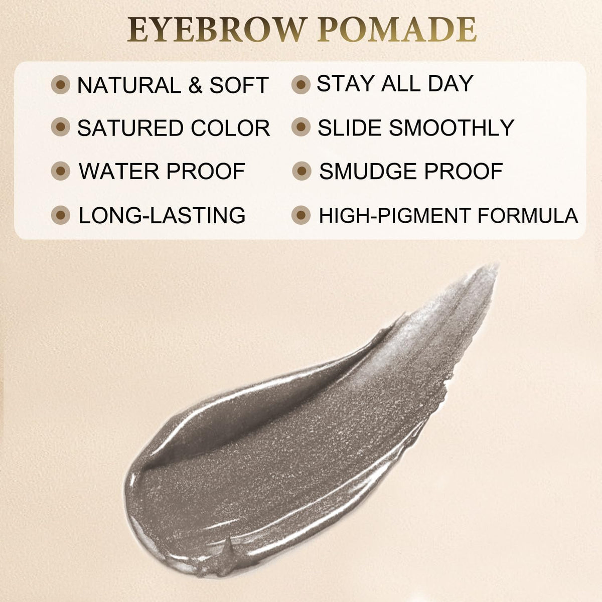 Eyebrow Pomade - Waterproof Brow Pomade for Long-lasting Results,Smudge Proof and Sweat Resistant