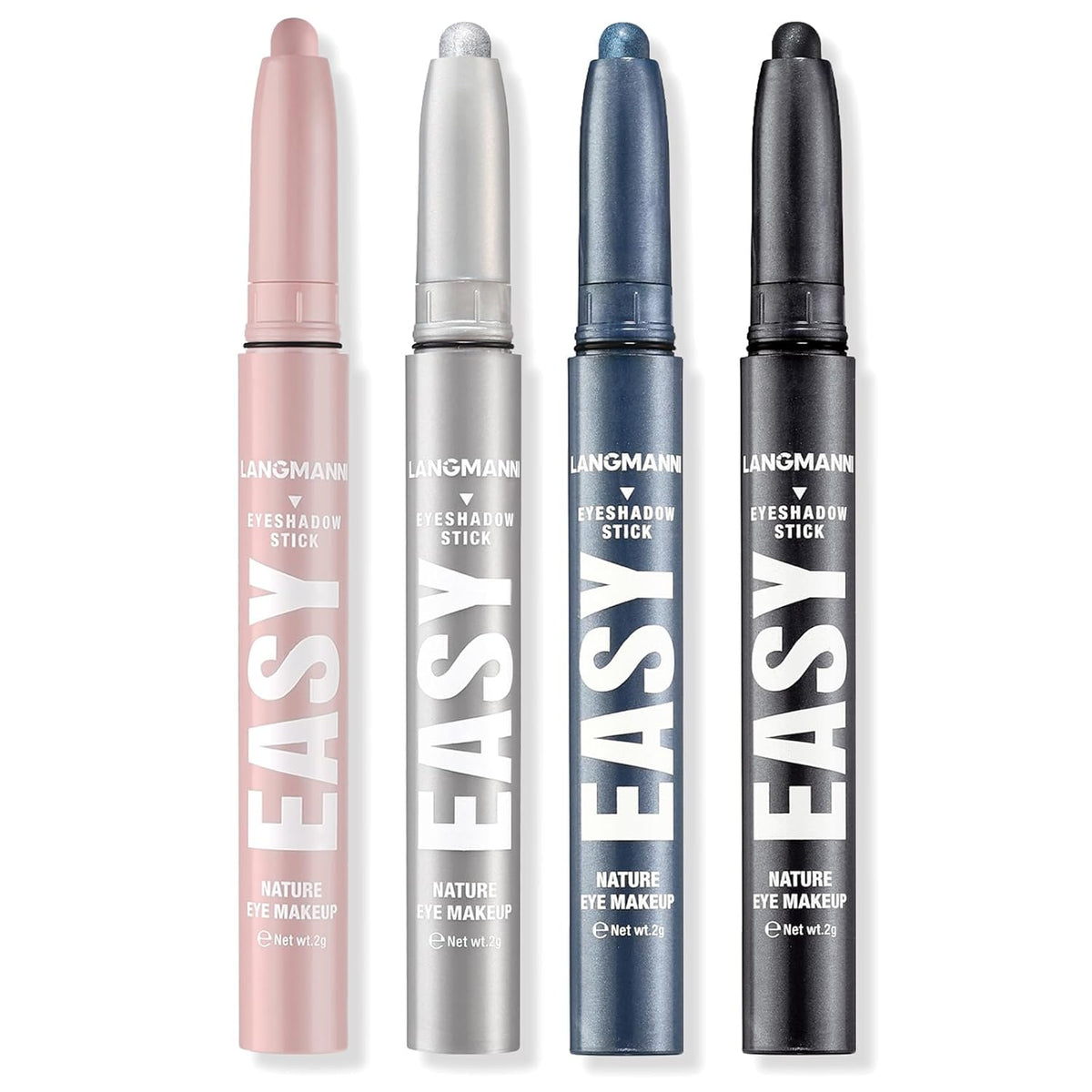 LANGMANNI Eyeshadow Stick,4 PCS Waterproof Multi-Color Eyeshadow Pen Set,Creamy Long-Lasting Eye