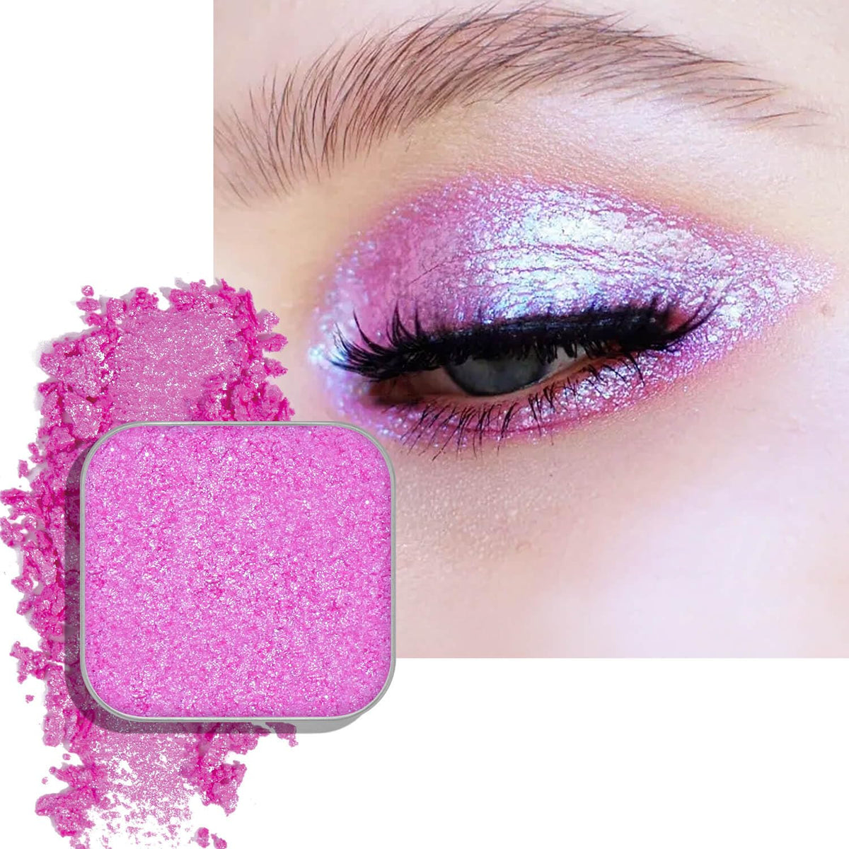 Chameleon Single Eyeshadow,Soft Pink-White,Pressed Powder,High Pigment,Smudge-Proof, Smooth Blend