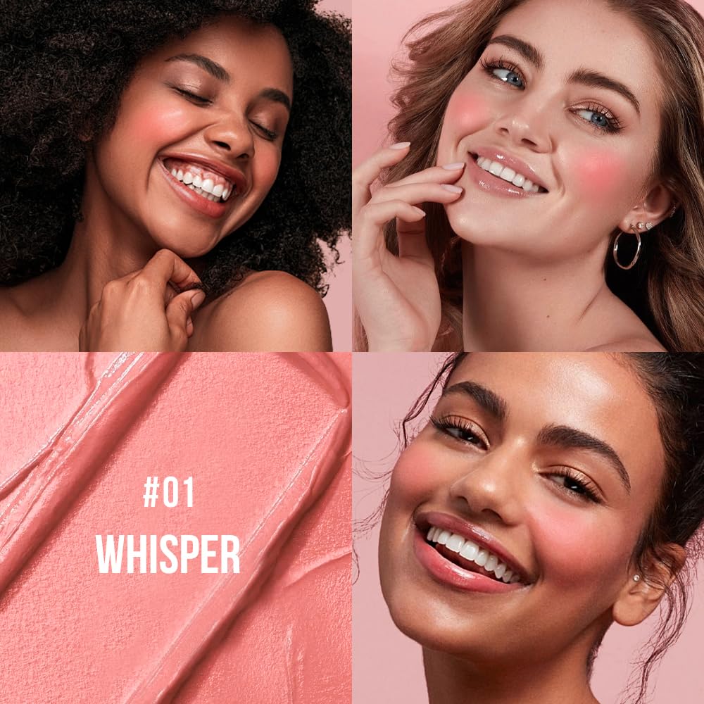 Multi-Use Makeup Cream Blush Stick, Unidollss 3-in-1 Buildable Powder Blush Stick for Cheeks, Eyes
