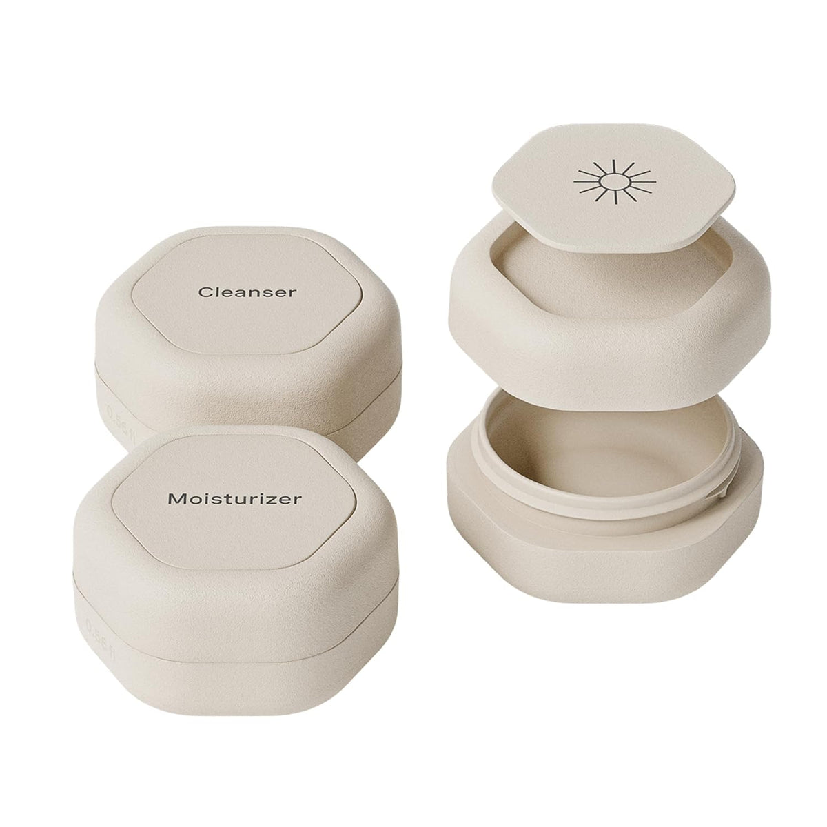Cadence Travel Containers Basic Skincare Set - Magnetic Containers with Lids,Carry On Travel