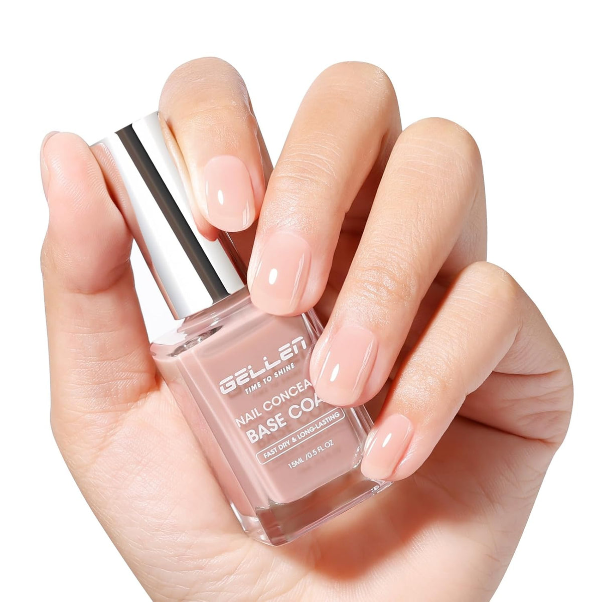 GELLEN 4-In-1 Nude Illuminating Nail Concealer Base Coat Polish Neutral Earth Tones, Sheer Nail