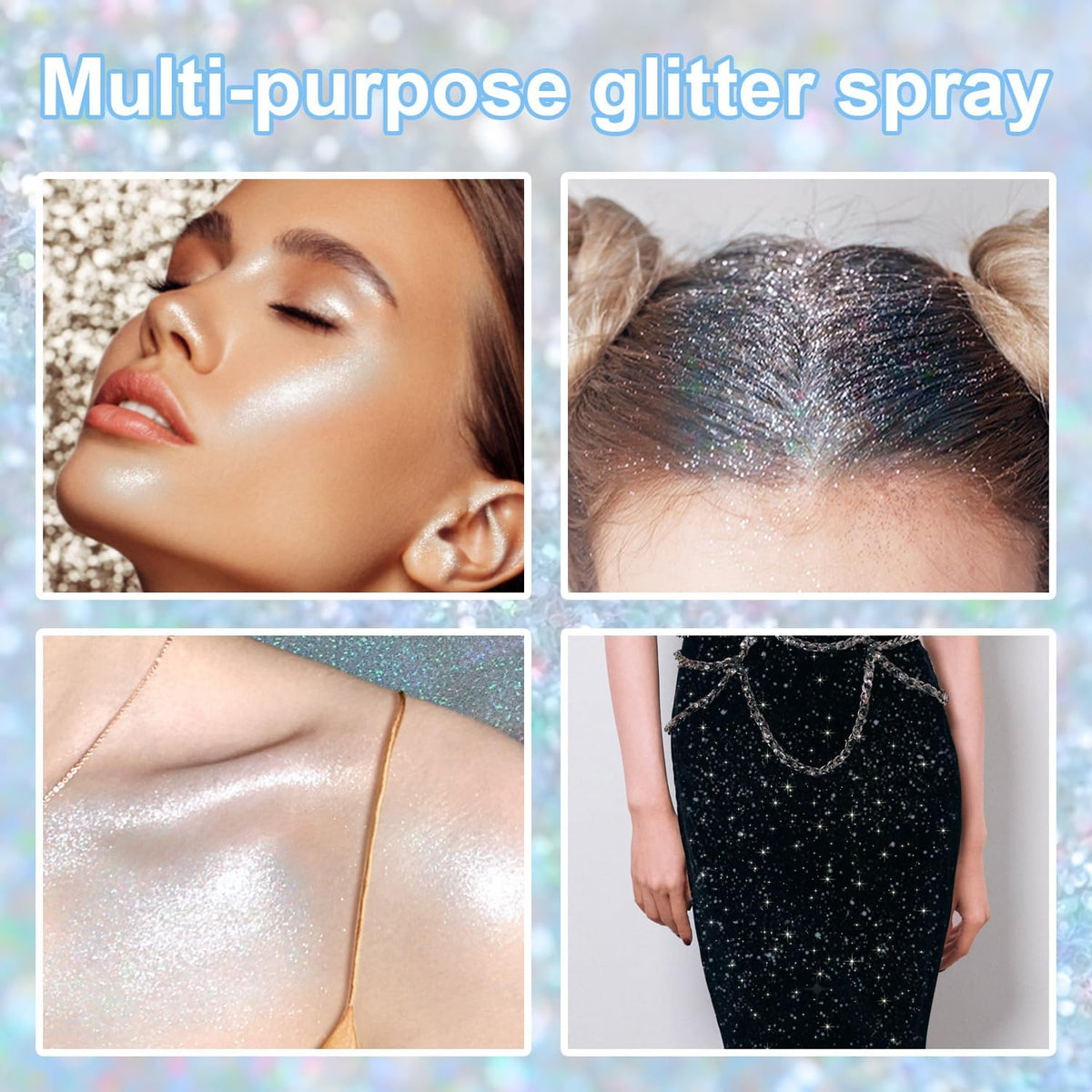 Hair and Body Glitter Spray, 1PC Glint-Rainbow Hair Glitter Extra Fine Face Shimmer Powder for