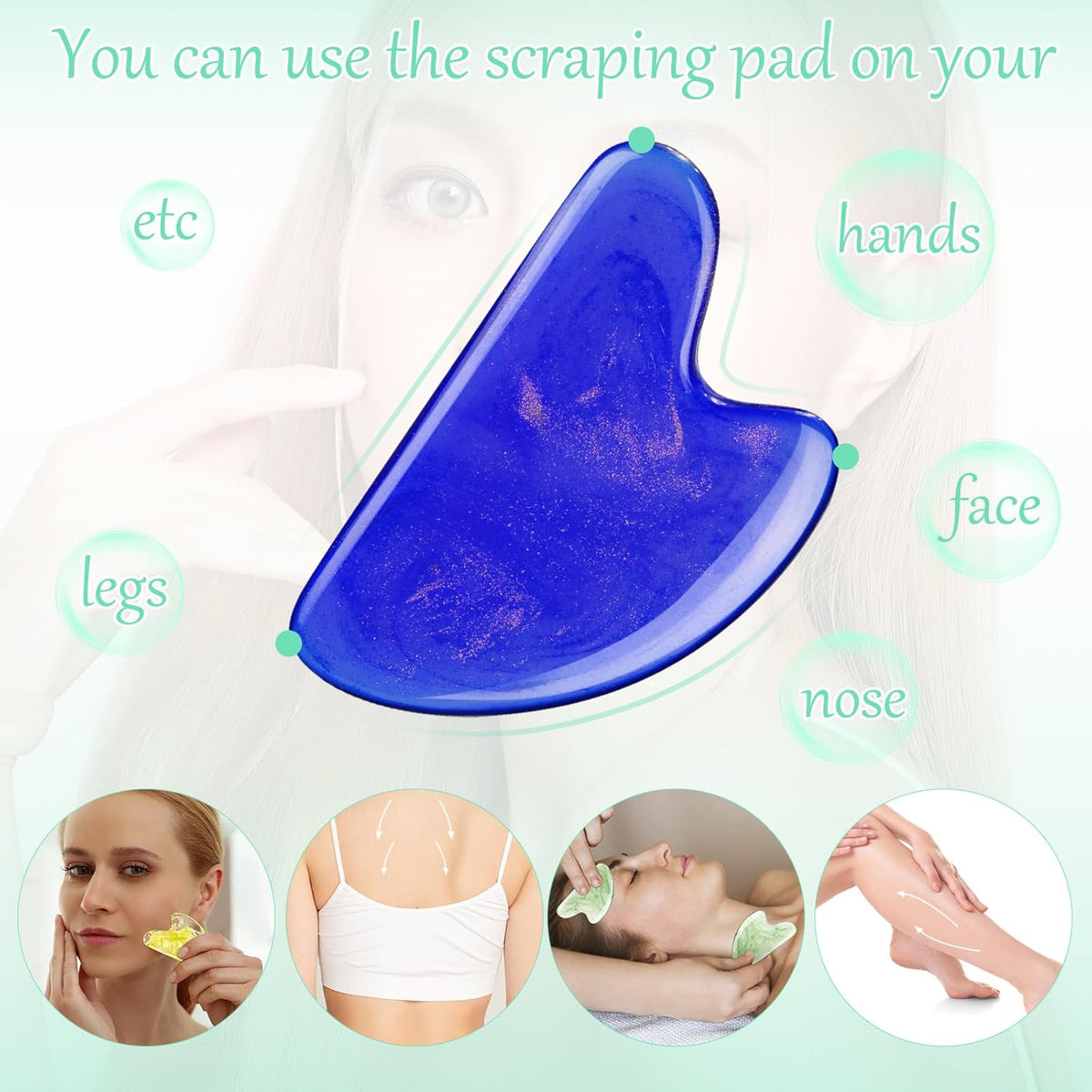Sherr 24 Pcs Gua Sha Facial Tool Resin Gua Sha Massage Tool Heart Shaped Gua Sha Stone Guasha Board