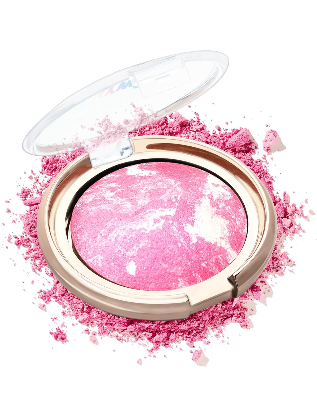 Baked Powder Blush, Glow Marbleized Blush Powder Palette,Lightweight Shimmery Facail Blusher for