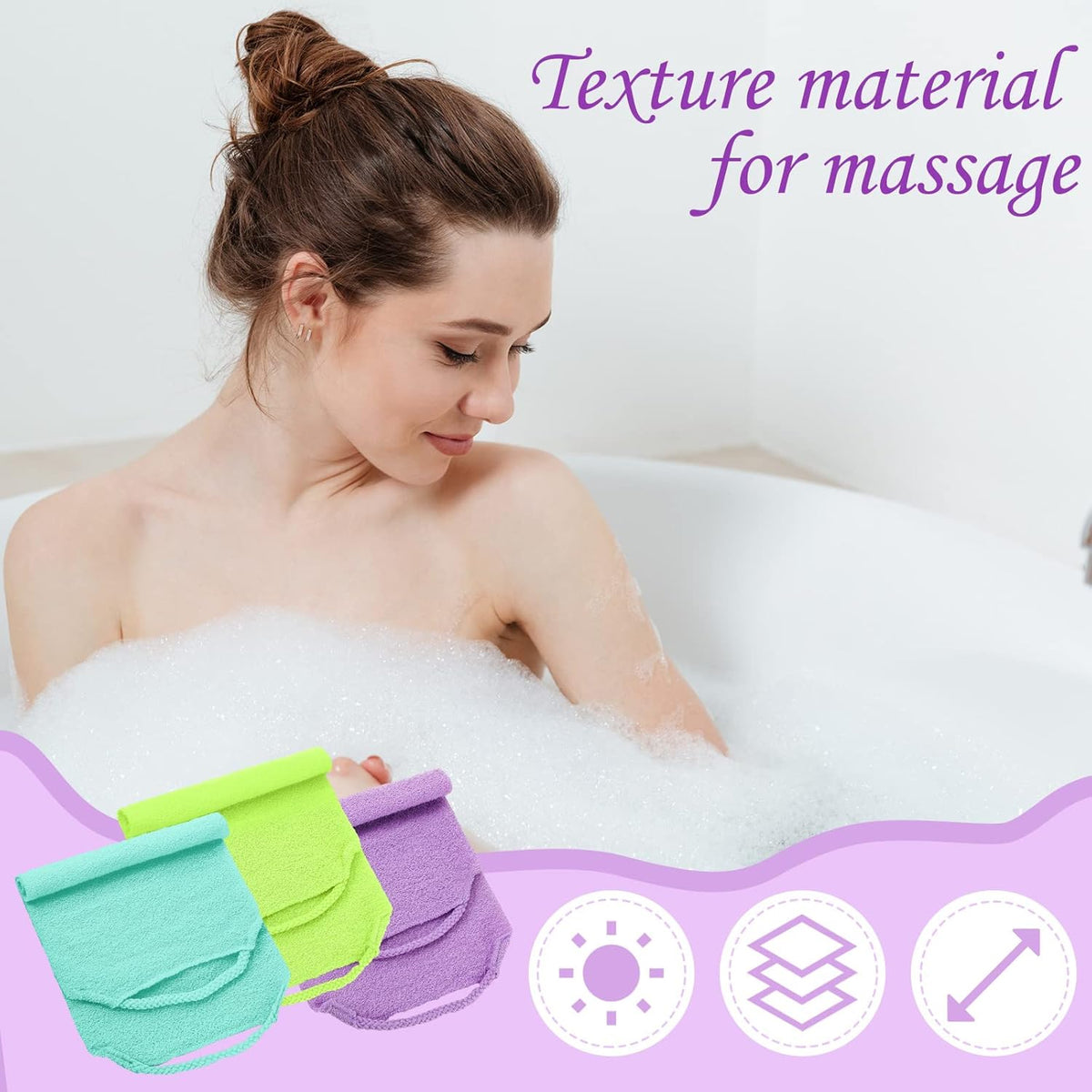 Moukeren Exfoliating Back Scrubber with Handles 4 Pack Nylon Back Exfoliator Extended Length