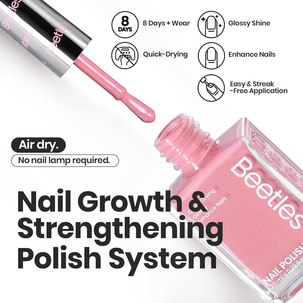 Beetles Nail Polish Set - Twilight Rose 6 Colors Quick Dry Baby Pink Burgundy Red Purple Plum