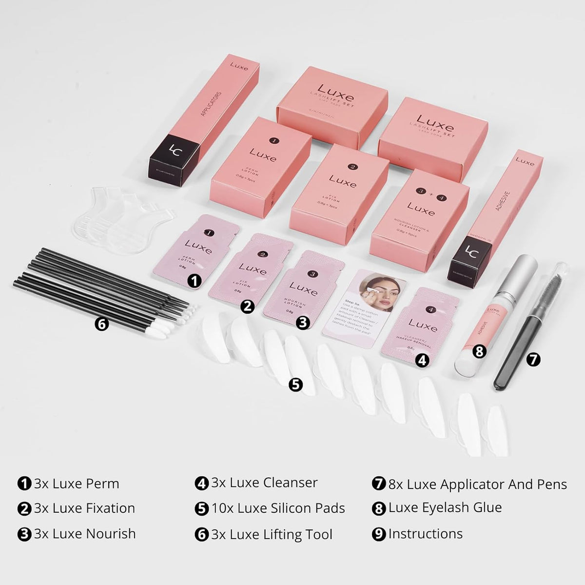 Luxe Cosmetics - Lash Lift Kit - Complete Set for Eyelash Lifting - New Pro Version - Easy to Apply