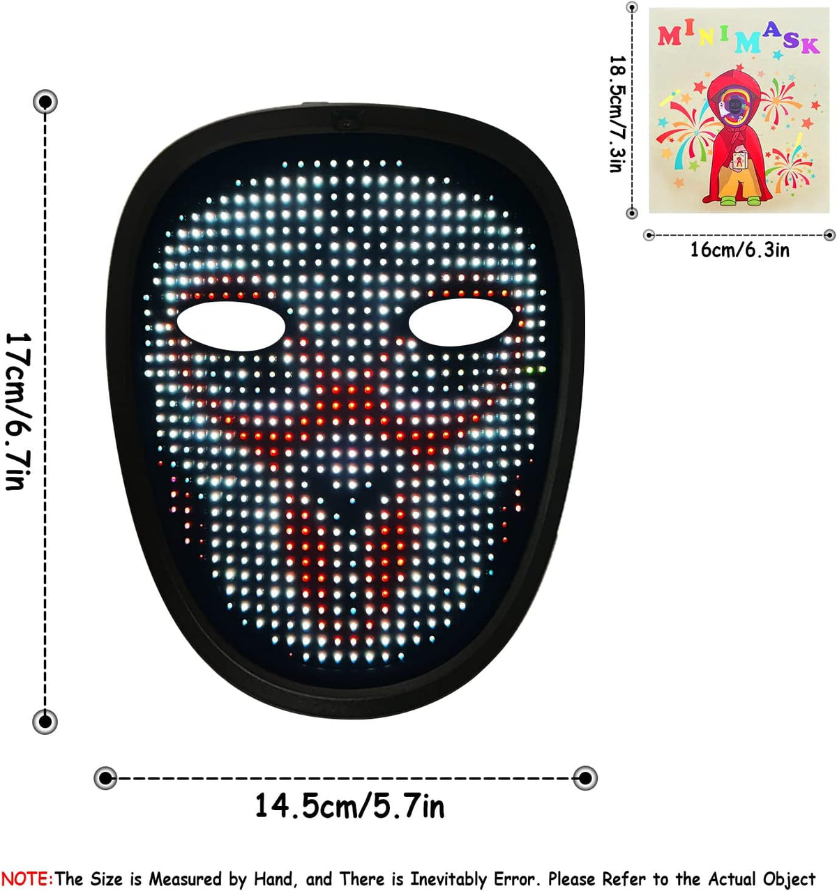Led Mask with Gesture Sensing,Light up mask for Kids/Men/Women LED Halloween Mask for Costume