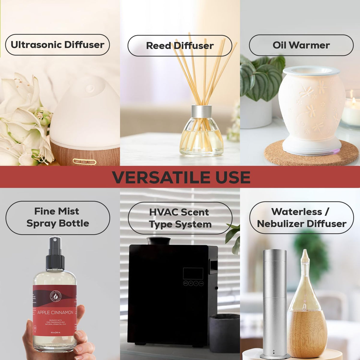 Aroma Country Apple Cinnamon Diffuser Oil - Luxury Essential Oils for Diffuser Refill & Air
