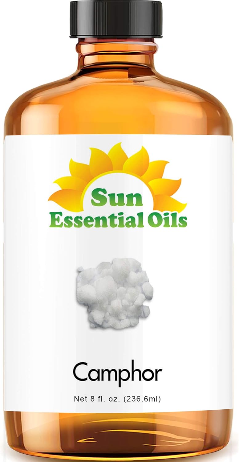 Sun Essential Oils – 8 oz Camphor Essential Oil with Dropper for Diffuser, Skin, Aromatherapy