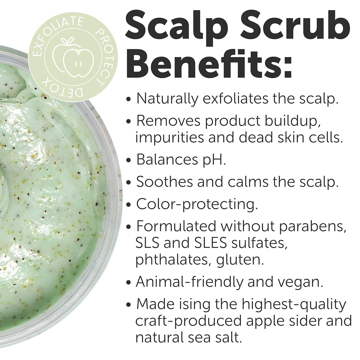 Apple Cider & Sea Salt Green Scalp Scrub Sulfate-Free | 10% AHA & BHA | Exfoliating Hair & Scalp