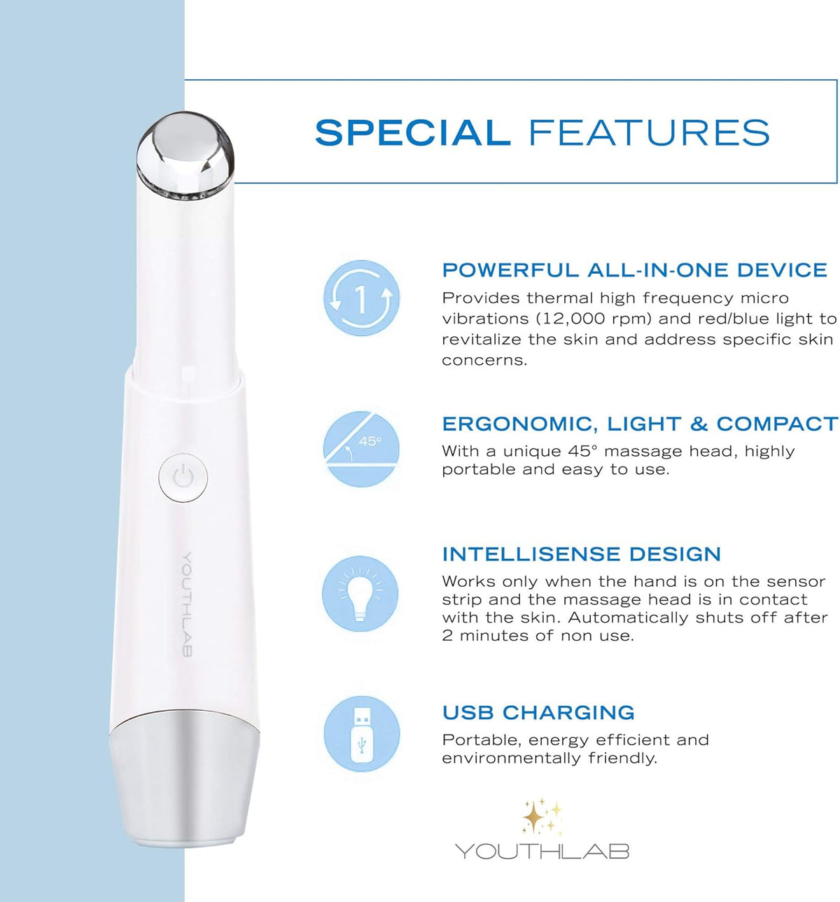 Eye & Face Wand/Tool – Heated Eye Wand with Vibration for Puffiness, Tired Eyes, Brighter Under