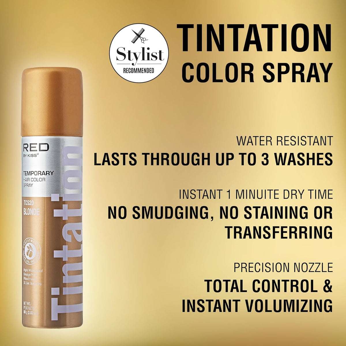 Red by Kiss Tintation Temporary Hair Color Spray, Instant Gray Root Touch Up Coverage