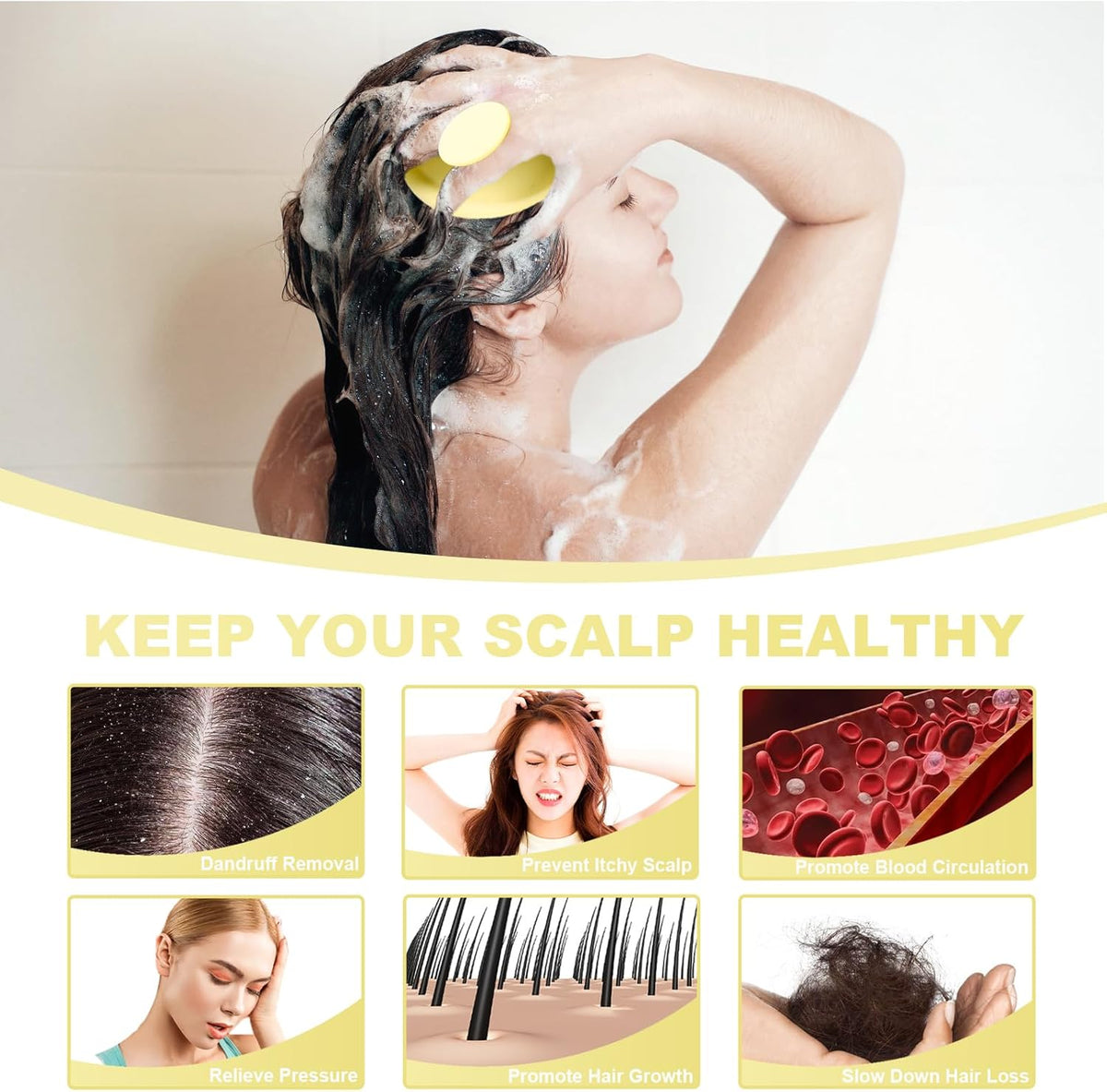 Silicone Scalp Massager, Scalp Scrubber for Hair Growth with Soft Bristles, Scalp Exfoliator Brush