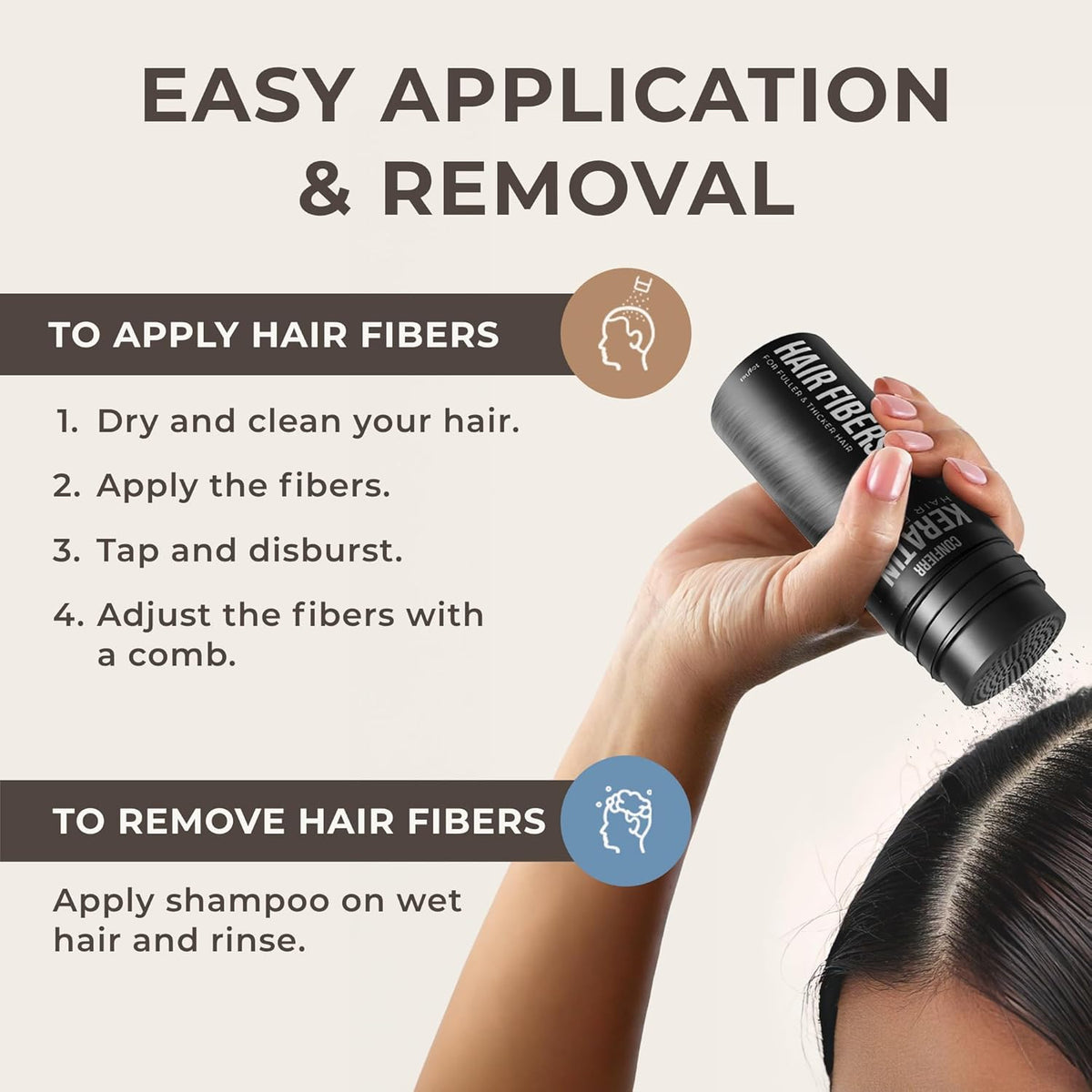 Keratin Hair Fibers for Men & Women - Fill In Fine or Thinning Hair, Instantly Thicker, Fuller